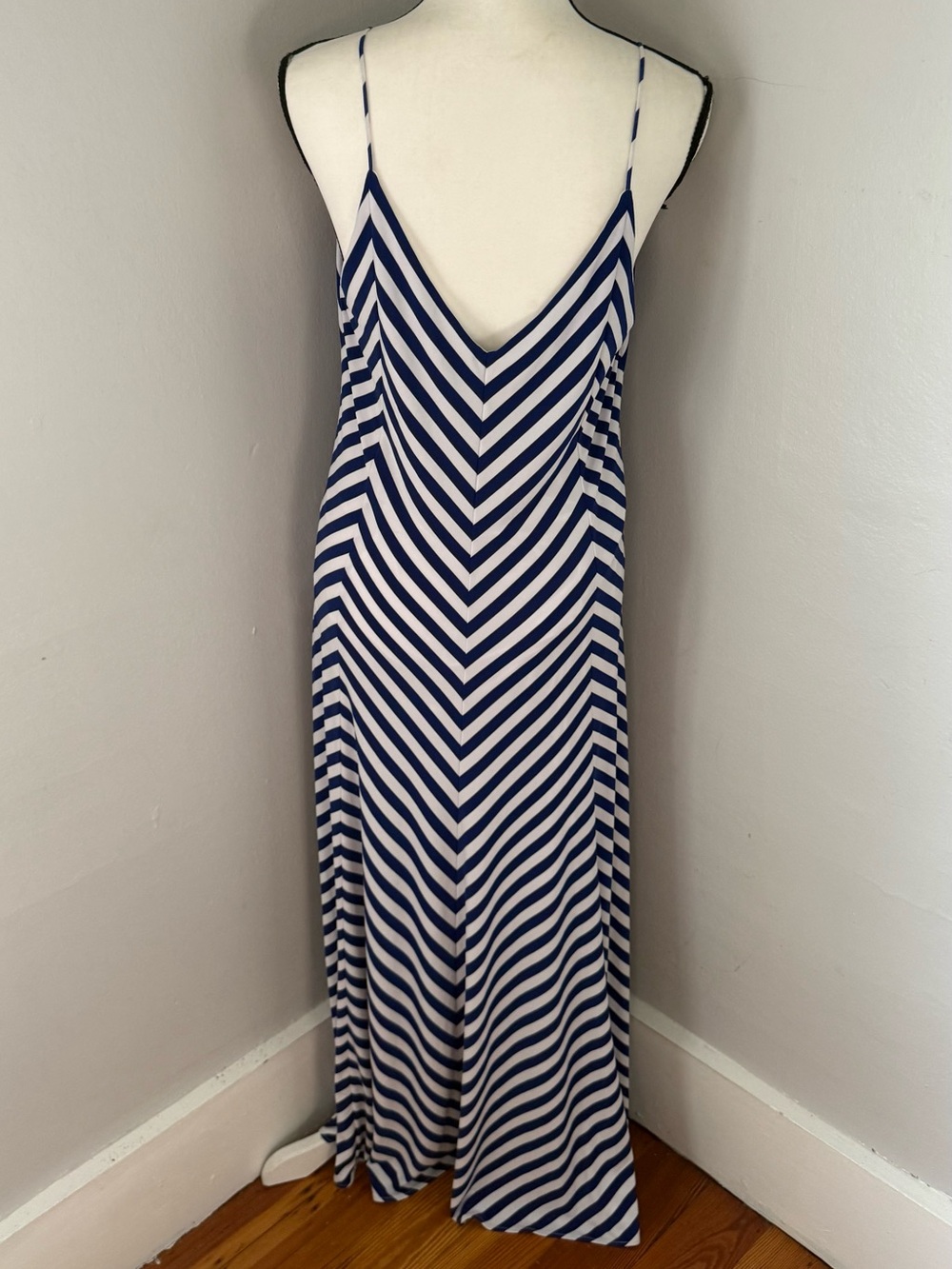 Polo Ralph Lauren Flattering Striped Maxi Dress Blue White Large - Picture 2 of 13
